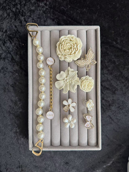 Pearl Chain Charms Flower & Butterfly Charms Set