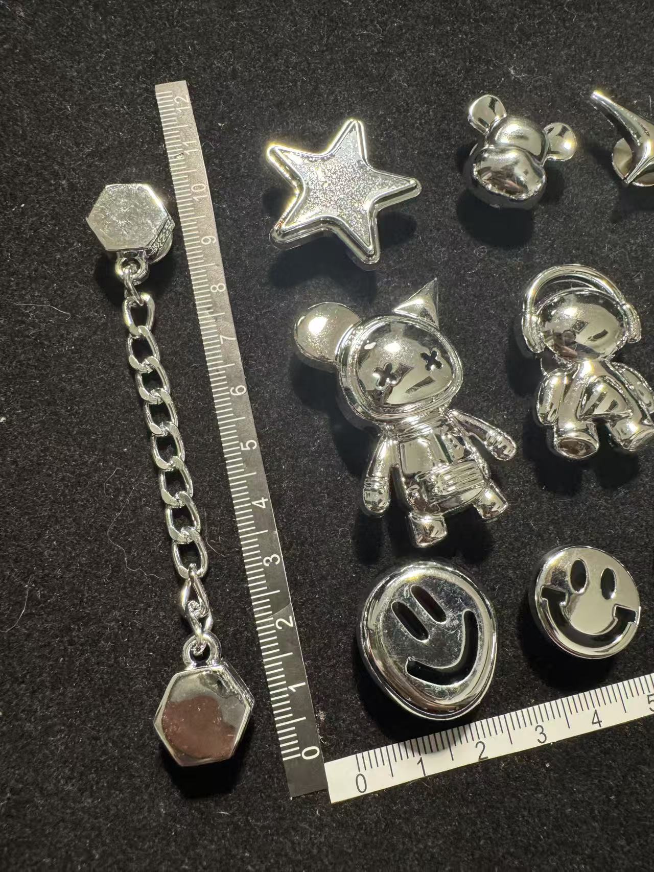 Silver Astronauts Smiley Faces & Chains Charms Set 11pcs Bundle