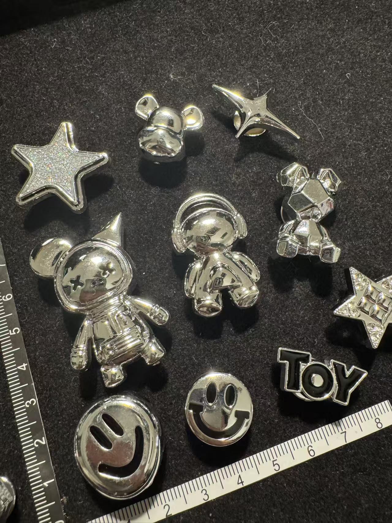 Silver Astronauts Smiley Faces & Chains Charms Set 11pcs Bundle