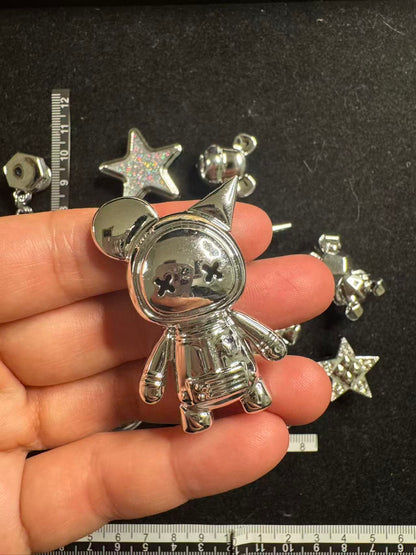 Silver Astronauts Smiley Faces & Chains Charms Set 11pcs Bundle