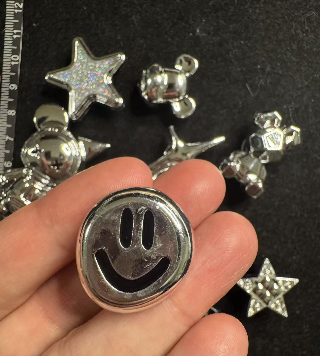 Silver Astronauts Smiley Faces & Chains Charms Set 11pcs Bundle