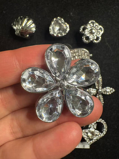 Silver Flowers Sunglasses & Chains Charms Set 11pcs Bundle