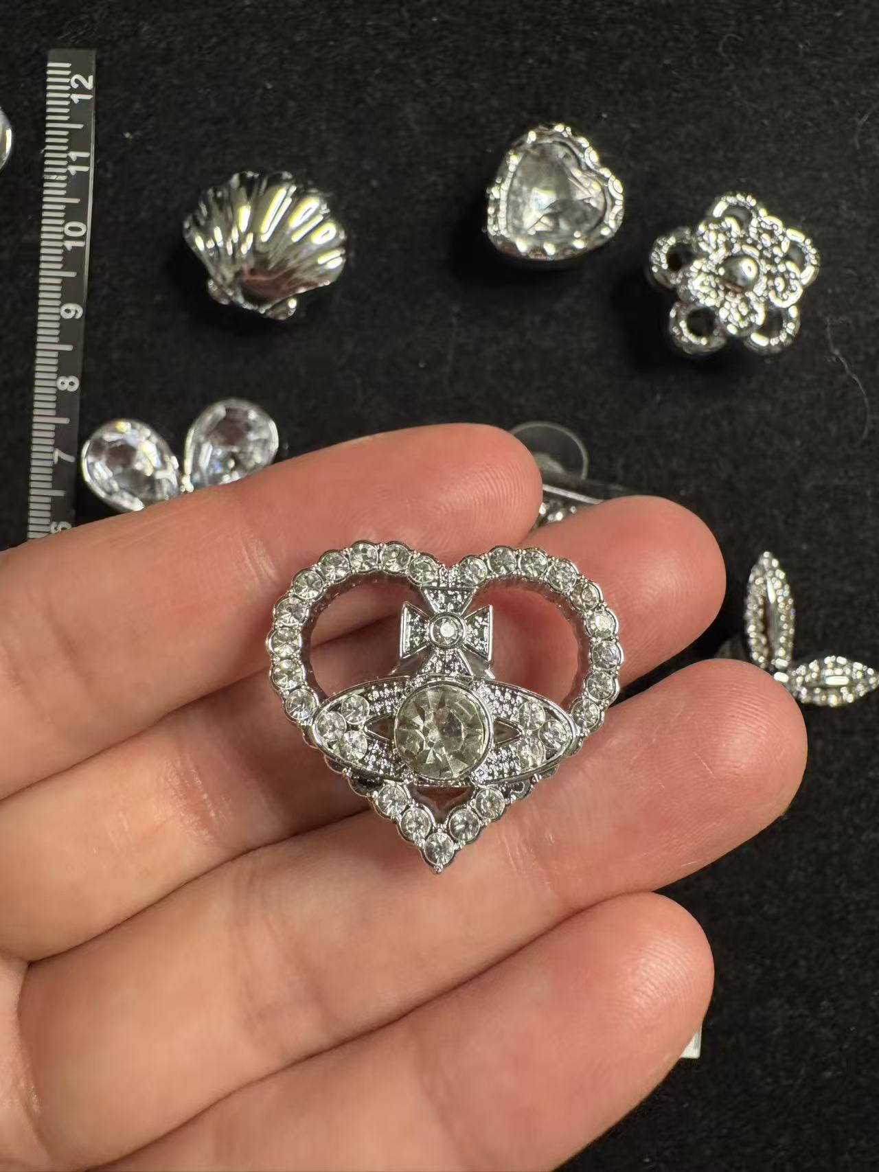 Silver Flowers Sunglasses & Chains Charms Set 11pcs Bundle